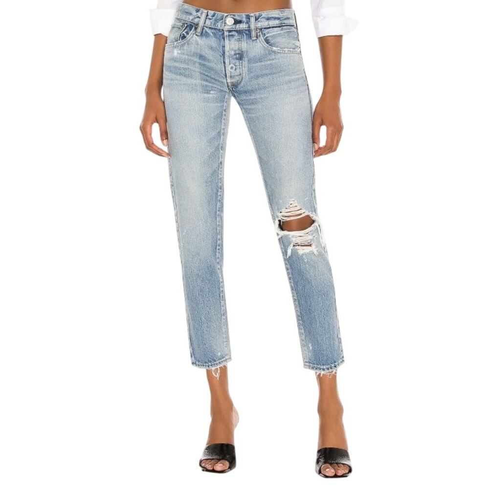 Moussy Vintage Raleigh Tapered Distressed Mid-Rise Jeans 27X28